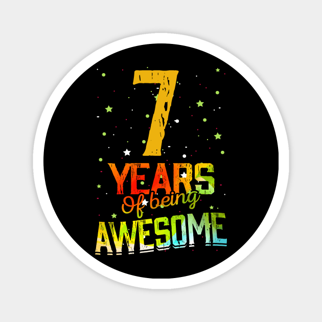 7th Birthday Girl Gift Vintage Retro 07 Years Of Being Awesome Gifts Funny 7 Years Old Boys Kids Magnet by nzbworld